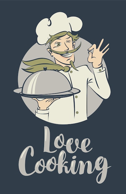 cooking poster with smiling chef