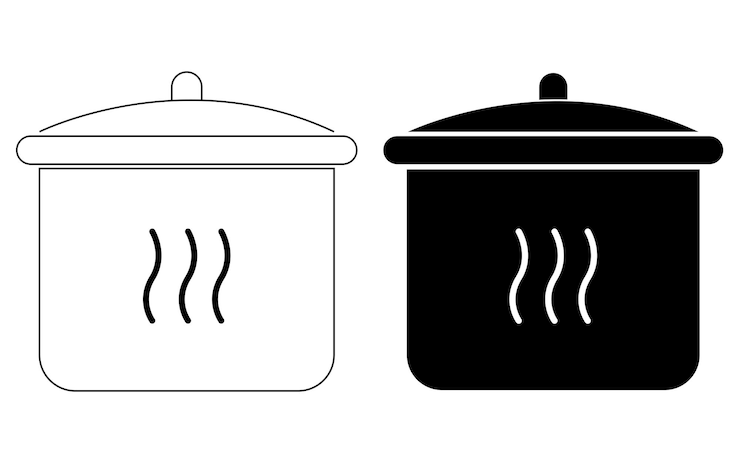 Vector cooking pot icon on white background vector icon of pot kitchen utensils