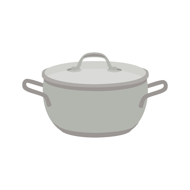 Cooking pot isolated on white background Cartoon kitchenware tool collection for cooking Vector element for boiling