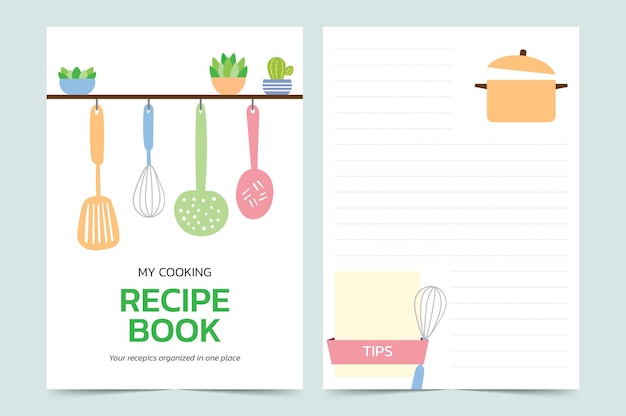 Vector cooking recipe book design guideline