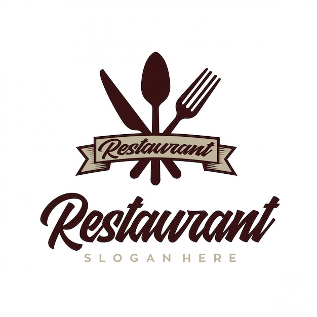 Retro di vettore di progettazione di logo del ristorante e di cottura