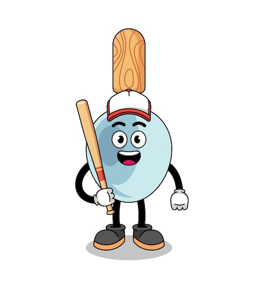 Fumetto della mascotte del cucchiaio da cucina come giocatore di baseball