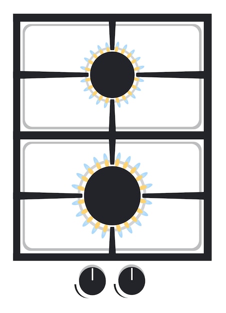 Cooking surface of gas stove for kitchen vector illustration