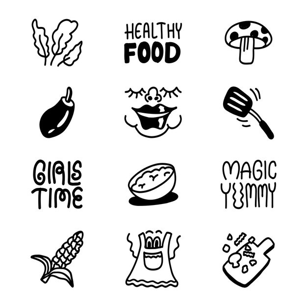 Vector cooking time icons illustration vector set good for social media content print base application