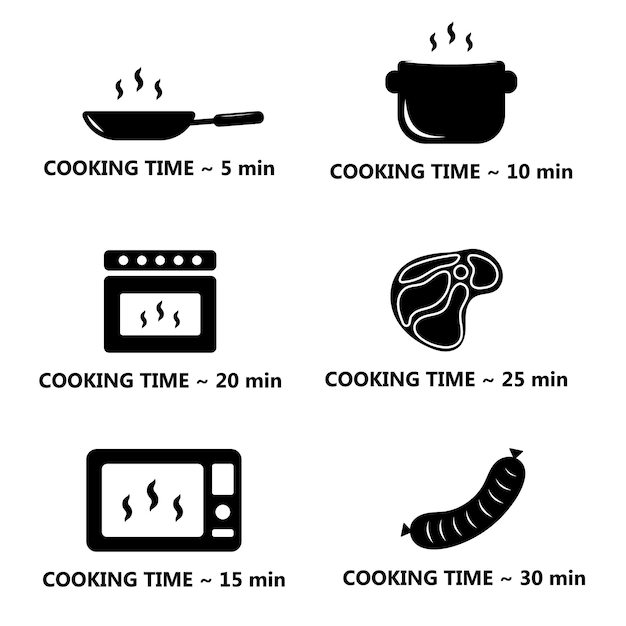 Vector cooking time vector signs for food package