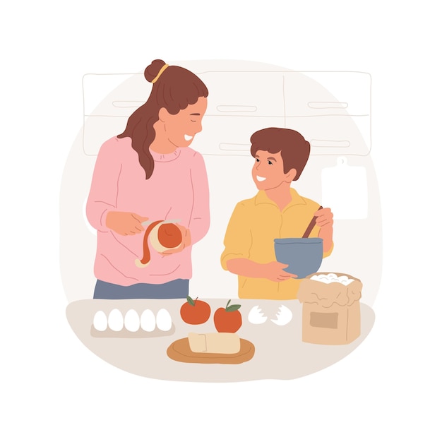 Cooking together isolated cartoon vector illustration