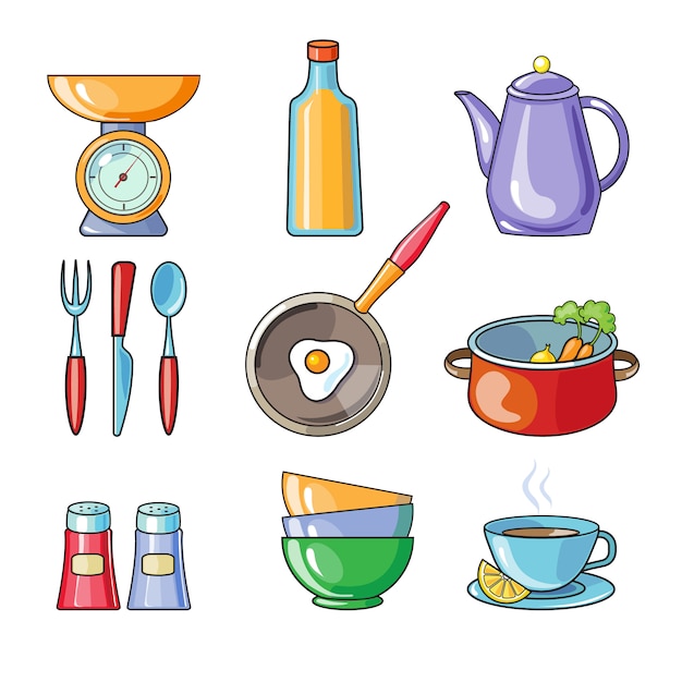 Vector cooking tools and kitchenware equipment