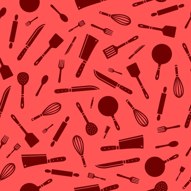 Vector cooking utensil seamless pattern background