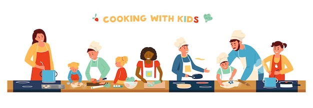 Cooking With Children Horizontal Banner.