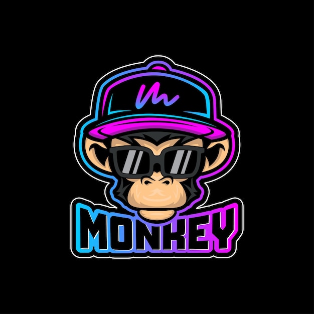 Cool aap bril mascotte esport logo ontwerp