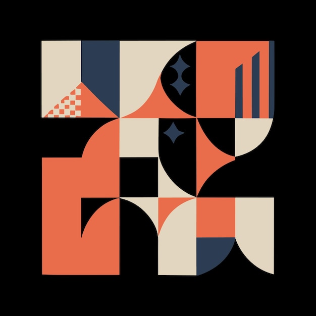 Vettore cool abstract geometric background swiss design halftone vector bitmap shapes bauhaus artwork
