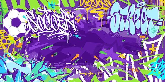 Abstract hip hop urban street art cool graffiti stile calcio o calcio illustrazione sfondio