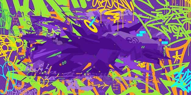 Cool Abstract Kleurrijke Urban Futuristic HipHop Graffiti Street Art Style Vector achtergrond