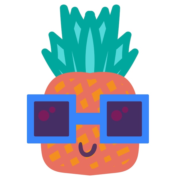 Cool ananas emoji hand getekende illustratie