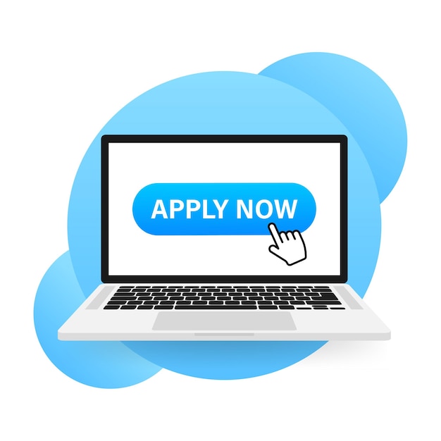 Cool apply button with cursor in flat design