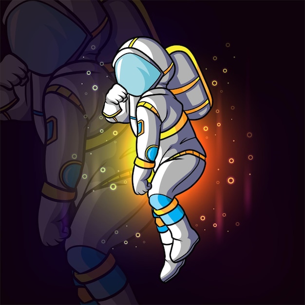 The cool astronaut dancing with the glow suit of illustration