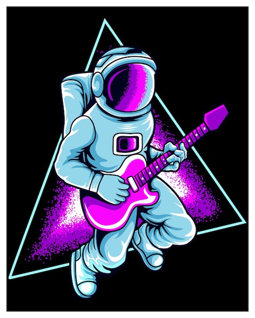 Vector cool astronaut playing guitar tshirt