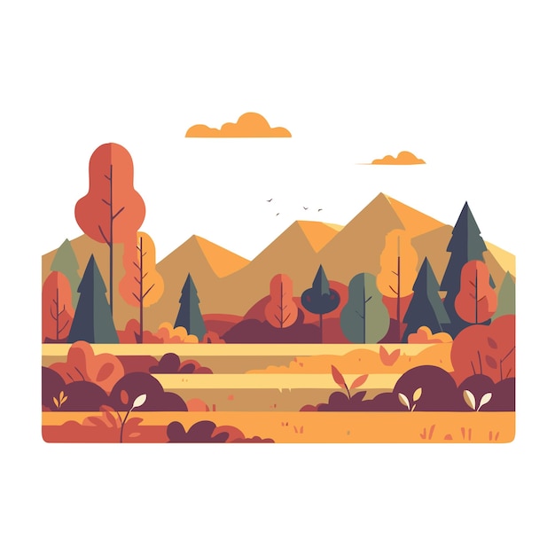 Cool autumn landscape flat vector design