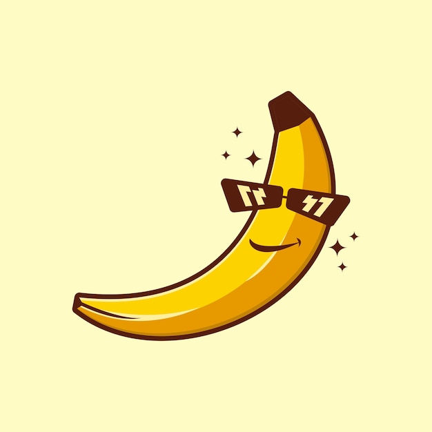 Cool banaan met zonnebril schattig cartoon karakter logo vector ontwerp