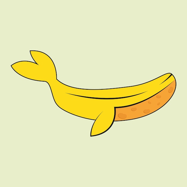 Cool banana character logo template combination with whale and cheese