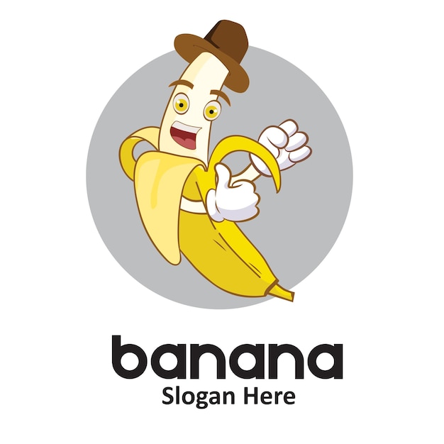 Vector cool banana vector logo wearing a cowboy hat