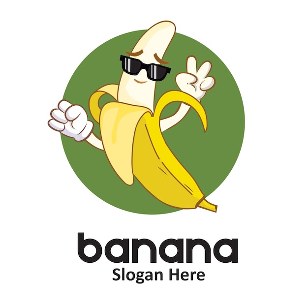 Vettore di banane fresche che indossa il logo degli occhiali da sole