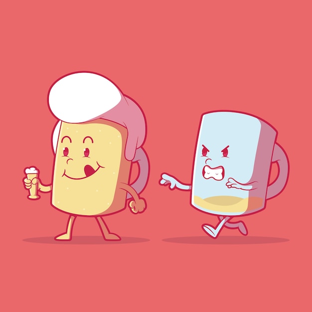 Cool bier mok tekens vector illustratie Weekend viering grappig ontwerpconcept