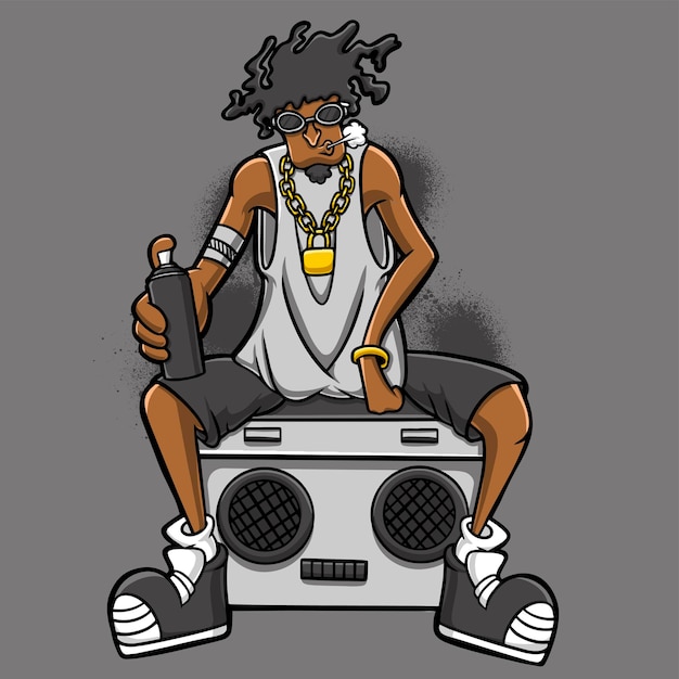 Vettore cool black men hip hop cartoon