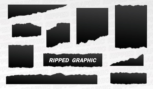 Vector cool black street style ripped graphic element vector set