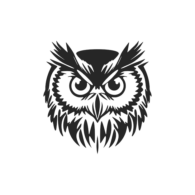 Cool black vector owl vector logo Isolated on a white background
