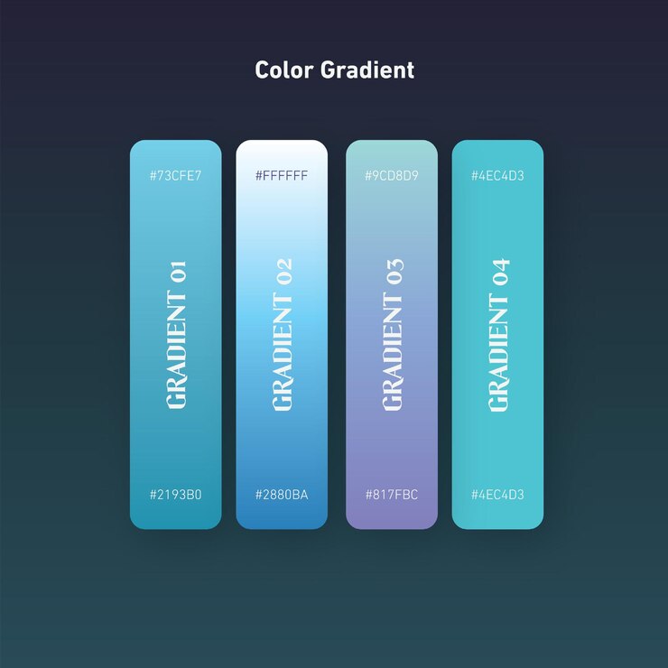 Vector cool blue gradient color palette vertical modern design