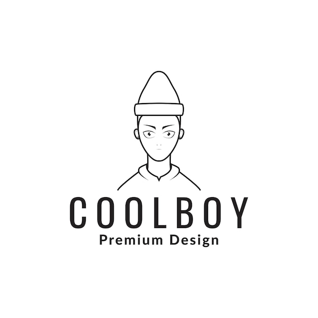 Cool ragazzo faccia con berretto logo design vettoriale simbolo grafico icona segno illustrazione idea creativa