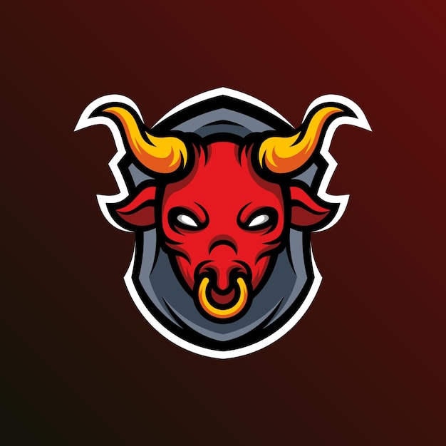 Vettore cool bull esport logo illustration