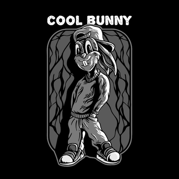 Cool bunny cartoon style