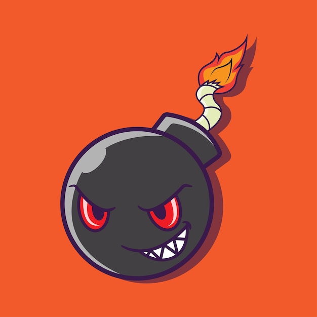 cool cartoon of angry bomb