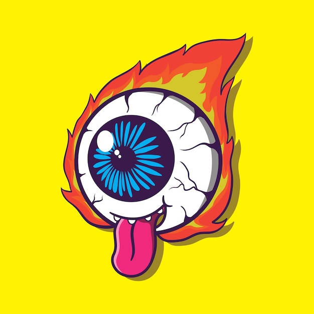 Vector cool cartoon of burning eyes
