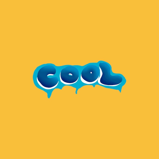 cool cartoon text with dripping water motif