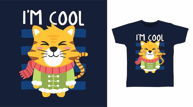 ベクトル クールな猫の漫画のtシャツのデザイン