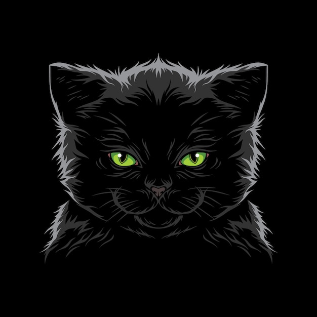 Cool cat face illustration vector