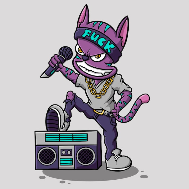 Vector cool cat hip hop cartoon