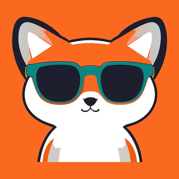 cool cat with sunglasses full height vector illustration cartoon