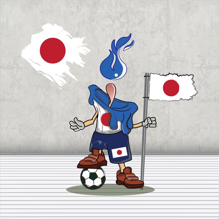 Vector cool character illustration of world cup qatar japan national team for your tshirt and products