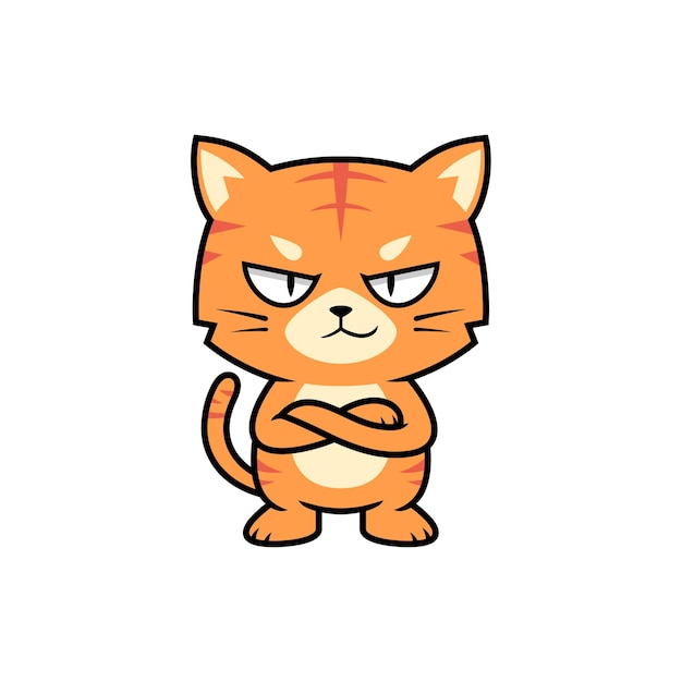 Premium Vector | Cool chibi cat crossed arm vector cartoon illustration