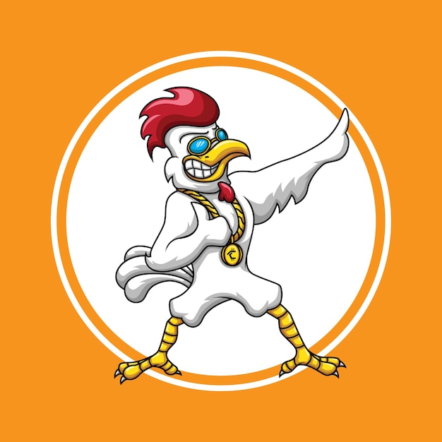 Cool chicken cartoon illustration vector design