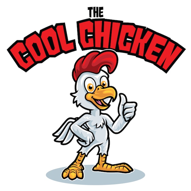 Cool chicken logo mascotte modello