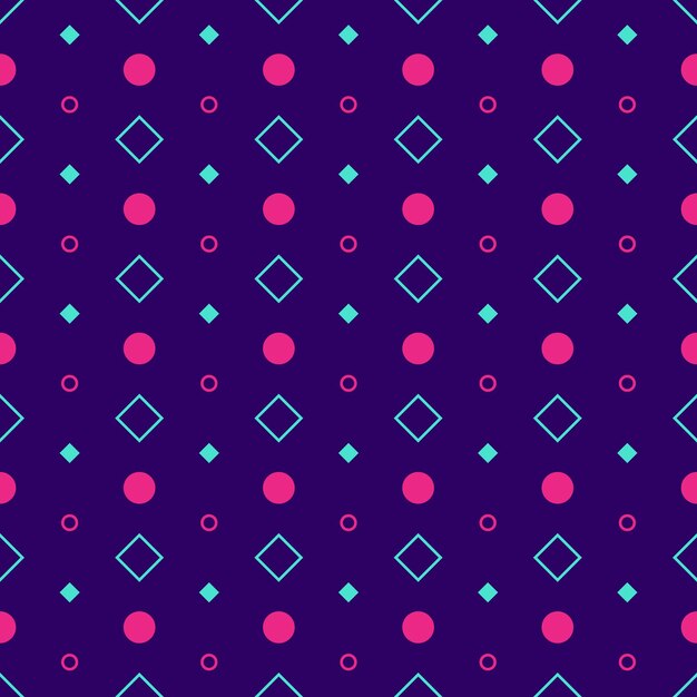 Cool contrasting geometric pattern with pink turquoise ellipses rhombuses Colorful seamless texture