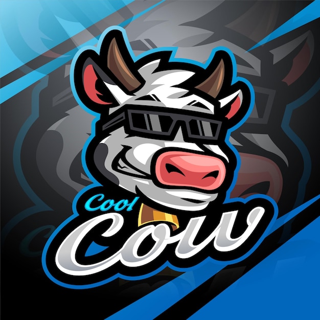 Vector cool cow head esport mascotte logo ontwerp