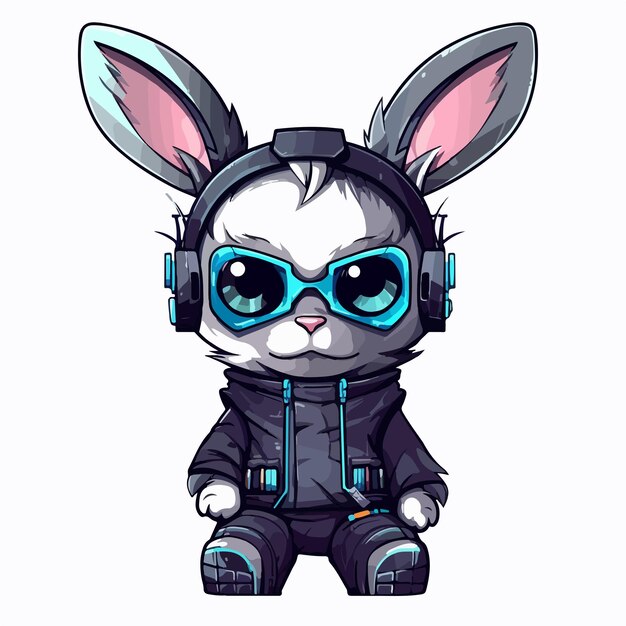 Vector cool cyberpunk bunny vector design