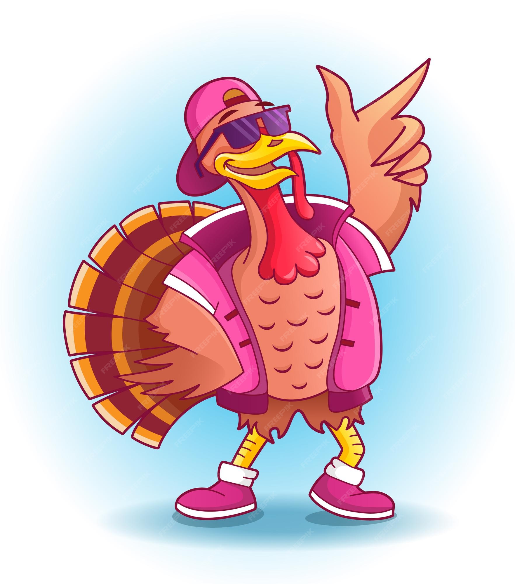 Premium Vector Cool Dancing Turkey In Sunglasses And Cap Thanksgiving Day Print Cartoon Drawn