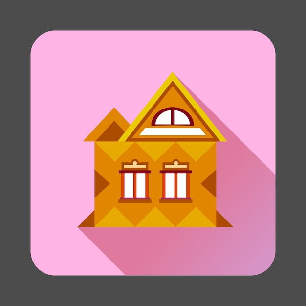 Cool detailed house icon in flat style with long shadow